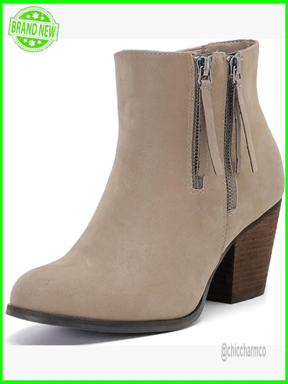 Wide Width Chunky Heel Ankle Booties Side Zip